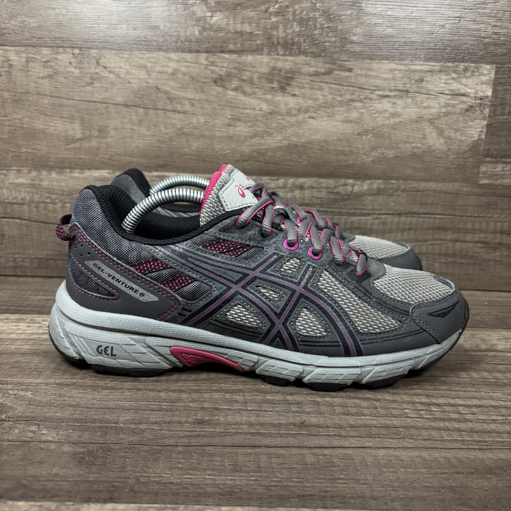 Asics Gel-Venture 6 Gray Pink Womens US Size 7.5 Wide EUR 39 T7G7N Running Shoes